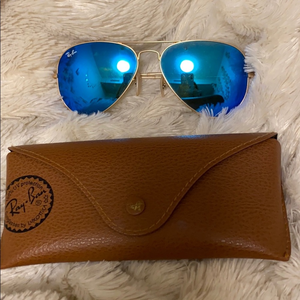 Ray Ban Aviators Blue Flash with case
